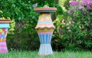 DIY painted bird baths made from clay pots