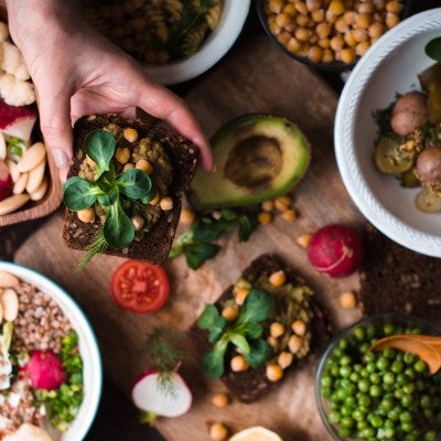 Beautiful spread of plant based food