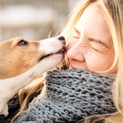 Happy woman and her dog