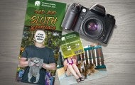Photo collage of a roadside zoo brochure, ticket, a camera and a photograph of a girl with baby tigers.