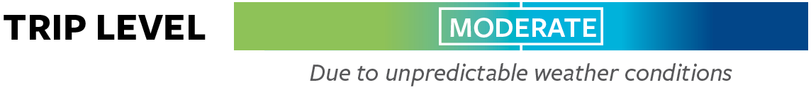 A multi-colored bar showing the difficulty of the trip